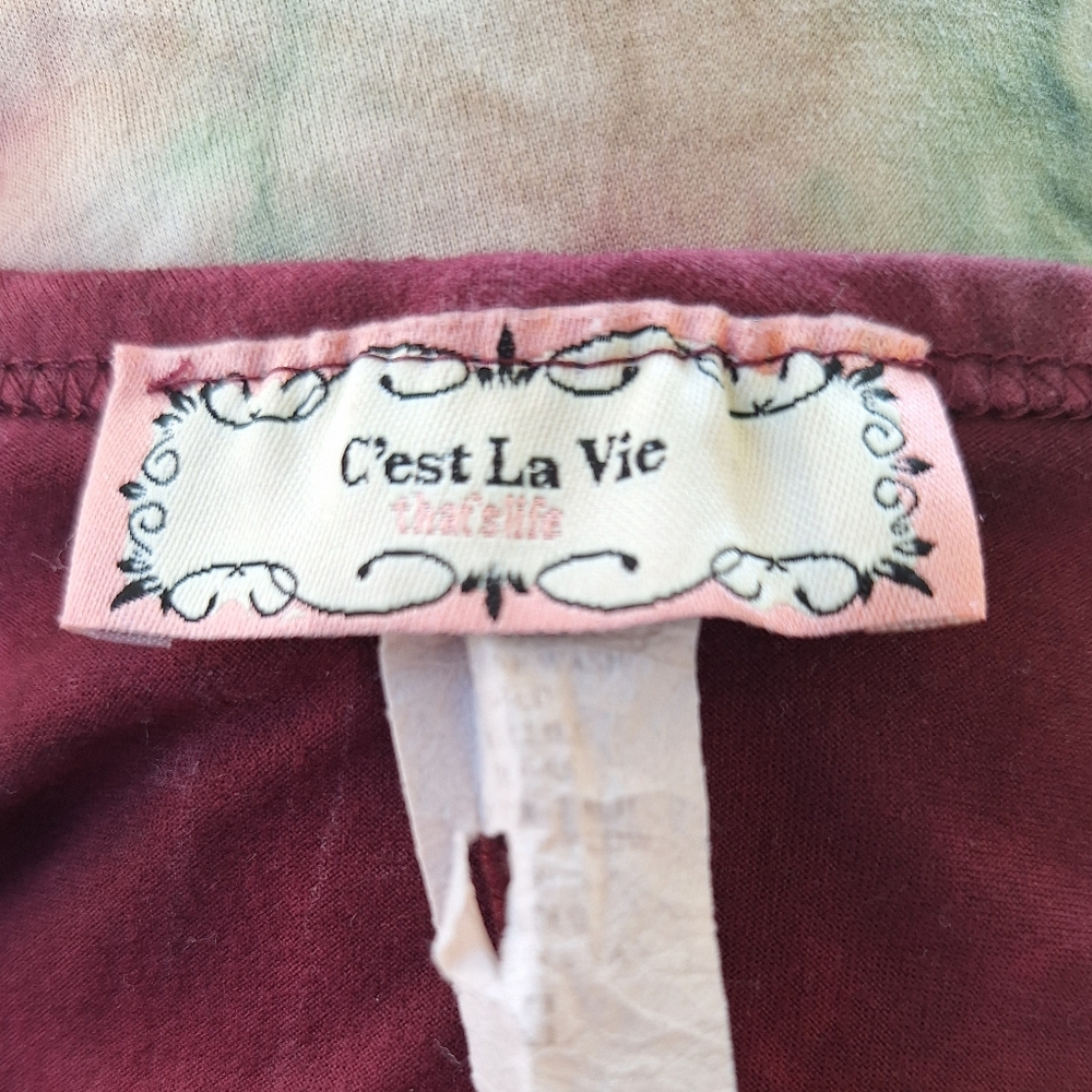 C'est La Vie Elegant Tie-Dye V-Neck Women's Top Blouse LG *D3 - Picture 4 of 4